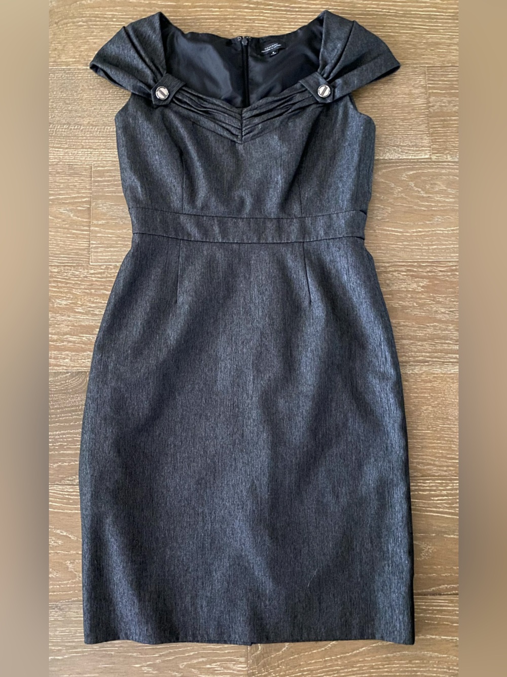 New Tahari Nordstrom Charcoal Gray Sweetheart Neck Career Pinup Sheath Dress 6